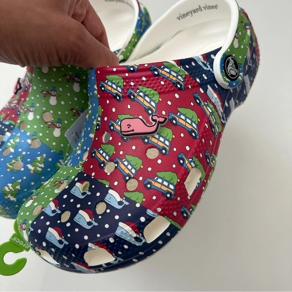 CROCS x Vineyard Vines HOLIDAY PATCHWORK CLOGS Size 3 Kids